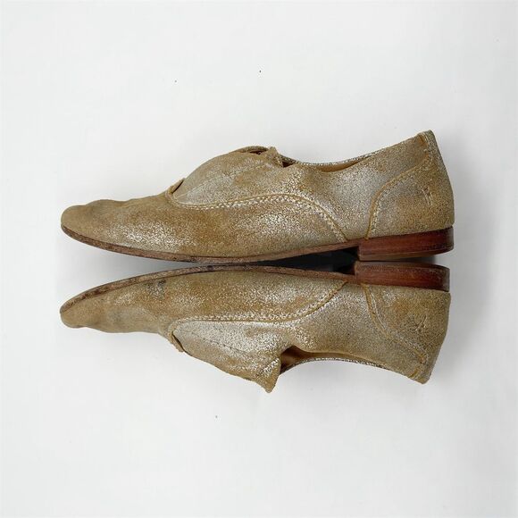 Frye Terri Gold Sparkly Slip-On Loafers Size 6 Leather Casual Flats Distressed - Picture 6 of 8